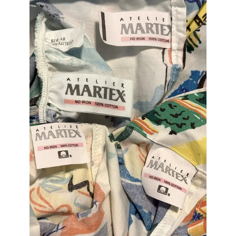 Vintage Martex French Riviera Cote D Azur Full Sheet Set Coastal Beach
